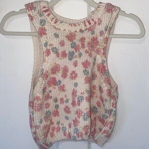 Zara Floral Knit Sleeveless Sweater